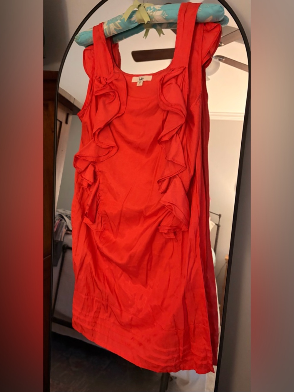 Ya Dark Coral Ruffle Front Women's Dress